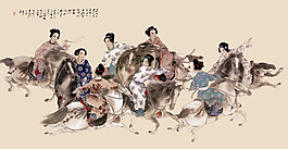 古代仕女打马球图片素材