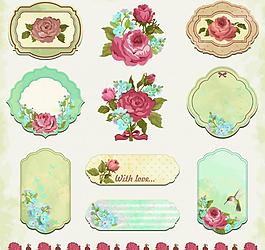 复古花卉标签图片