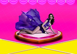 紫色内衣美女外国模特