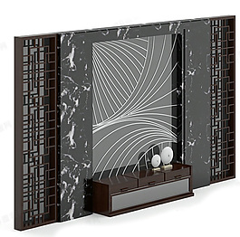 现代背景墙 3d模型