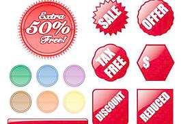 各种形状降价促销吊牌矢量素材