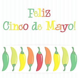 Feliz Cinco de Mayo（幸福5月第五）辣椒卡矢量格式