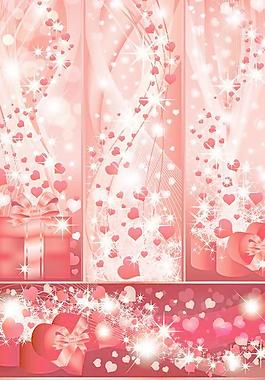 红色闪亮爱心背景矢量下载