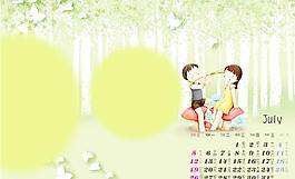 2009年台历模版两小无猜（7月）