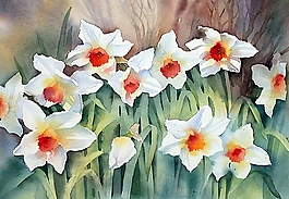 位图 写意花卉 植物 花朵 水仙花 免费素材