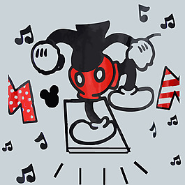 印花矢量图 卡通 动物 米奇 音乐元素 免费素材