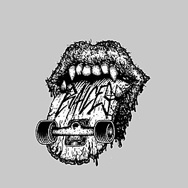 印花矢量图 嘴唇 石头 运动元素 滑板 免费素材