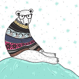 印花矢量图 卡通 卡通动物 熊 几何 免费素材