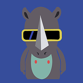 印花矢量图 动物 犀牛 拟人 眼镜 免费素材