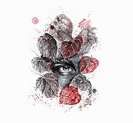 位图 艺术效果 手绘 人物 眼睛 免费素材