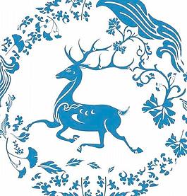 中秋之设计花纹如意鹿