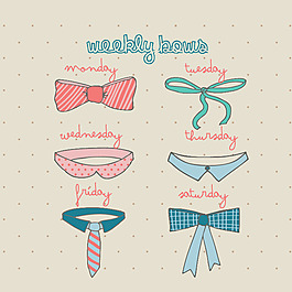 印花矢量图 生活元素 蝴蝶结 领子 领带 免费素材