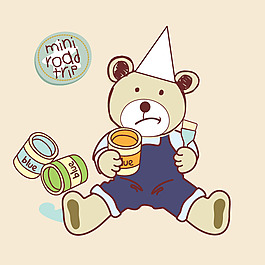 印花矢量图 卡通 卡通动物 熊 卡通静物 免费素材