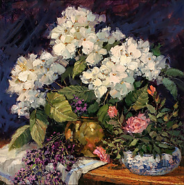 位图 植物图案 写意花卉 花朵 油画 免费素材