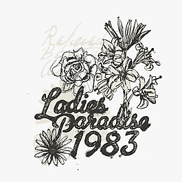 印花矢量图 文字 英文 数字 植物 免费素材