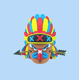 位图 卡通 卡通人物 男人 印第安人 免费素材