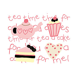 印花矢量图 卡通 卡通静物 蛋糕 茶壶 免费素材