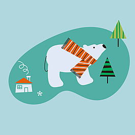 印花矢量图 卡通 卡通动物 熊 植物 免费素材