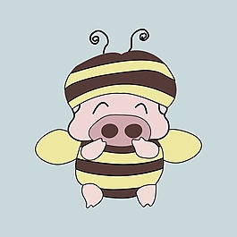 印花矢量图 可爱卡通 卡通动物 麦兜 蜜蜂 免费素材
