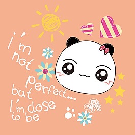 印花矢量图 动物头 熊猫 植物 花朵 免费素材