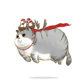 位图 动物图案 猫 手绘 鸟类 免费素材