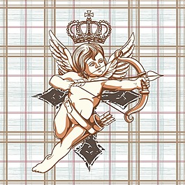 印花矢量图 人物图案 天使 几何 方形 免费素材