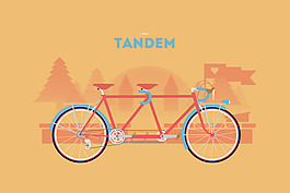 位图 交通工具 双人自行车 脚踏车 英文 免费素材