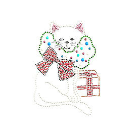 烫钻 动物 猫 蝴蝶结 盒子 免费素材