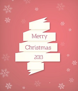 圣诞节插画矢量折纸丝带