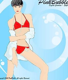 游泳美女韩国AI矢量图240