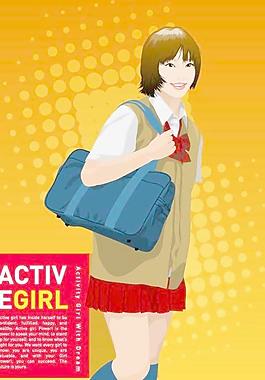 韩国美女学生妹矢量图AI源码190
