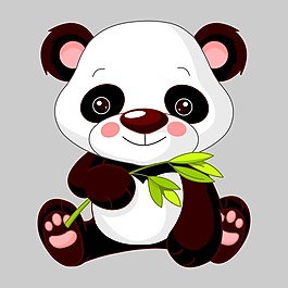 印花矢量图 可爱卡通 卡通动物 猫 竹子 免费素材