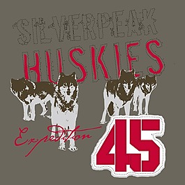 印花矢量图 贴布 动物图案 狼 英文 免费素材