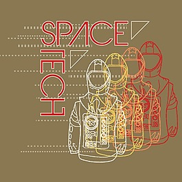 印花矢量图 T恤图案 图文结合 生活元素 宇航服 免费素材