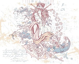 日本背景矢量插图