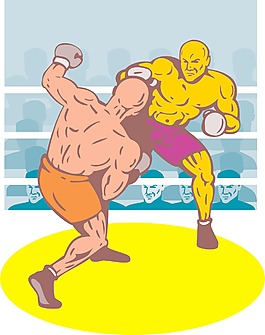 拳击手连接重拳