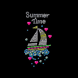 烫钻 交通工具 帆船 文字 英文 免费素材