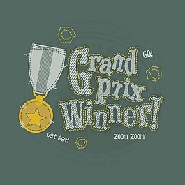 印花矢量图 T恤图案 图文结合 金牌 文字 免费素材