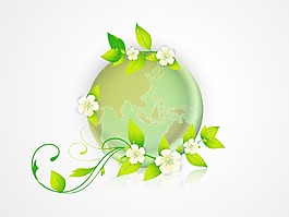 地球和绿色的叶子 拯救地球的概念