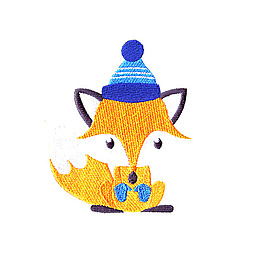 绣花 卡通动物 狐狸 免费素材