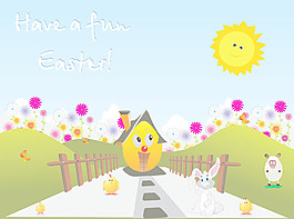 矢量插画复活节的家庭