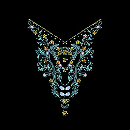 绣花 钉珠 领边 植物花纹 免费素材