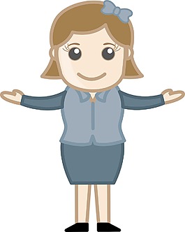 卡通女人举起双手