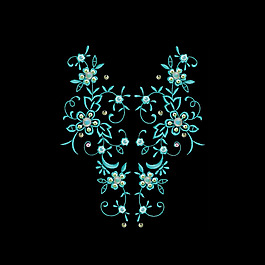 绣花 钉珠 领边 植物花纹 免费素材