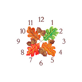 绣花 钟 数字 植物 叶子 免费素材