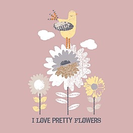 印花矢量图 T恤图案 图文结合 卡通动物 小黄鸡 免费素材