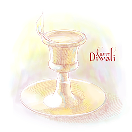 矢量排灯节的油灯