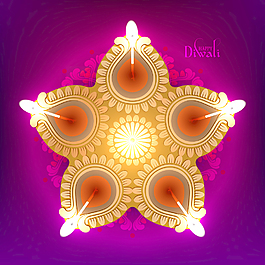 矢量排灯节的油灯