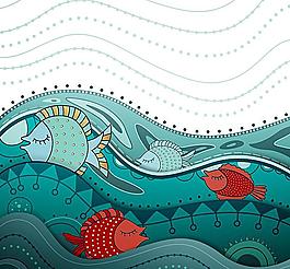 童趣海洋鱼类插画图片