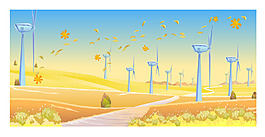 秋季风景矢量插画